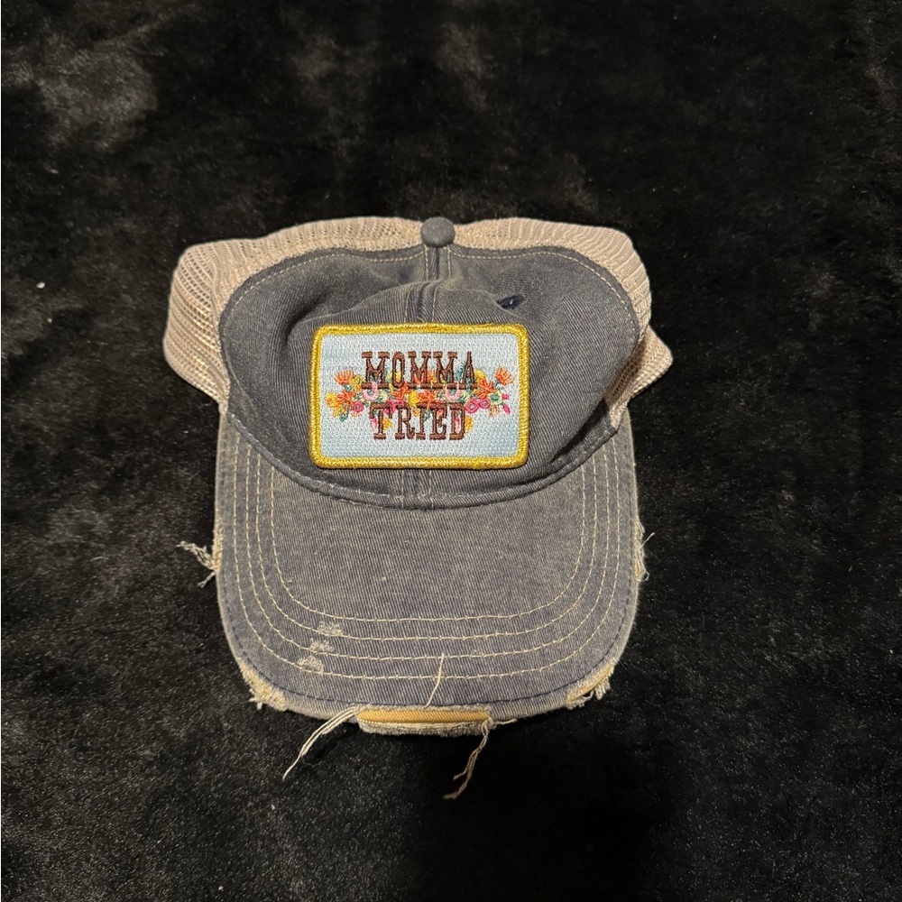 Judith March denim and Tan 'Momma Tried' Hat